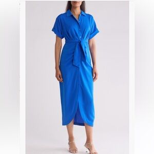 DKNY Ruched Detail Shirtdress Blue Size 10